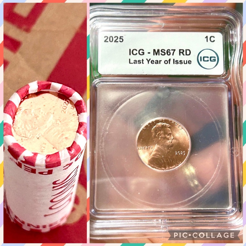 2025 ICG MS67 RD graded penny & Penny Roll